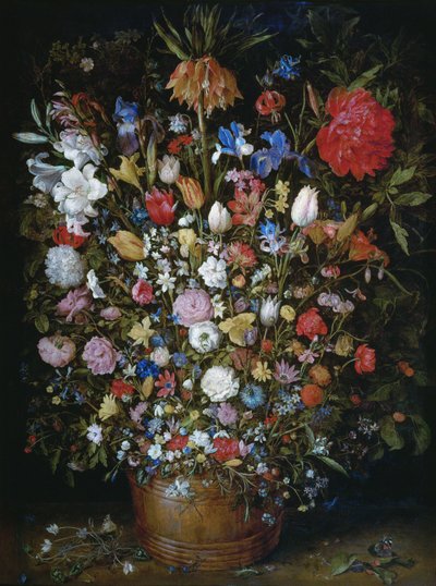Fleurs dans un vase en bois - Jan Brueghel the Elder