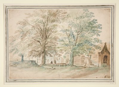 Lieu de réunion du village sous deux vieux arbres - Jan Brueghel the Elder