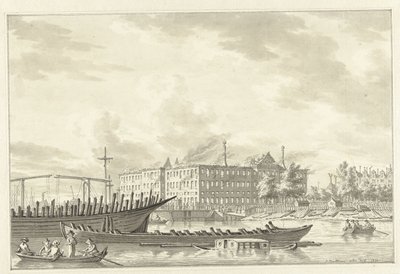 Lands Zeemagazijn na de brand, 1791 - Jan Bulthuis (signed by artist)