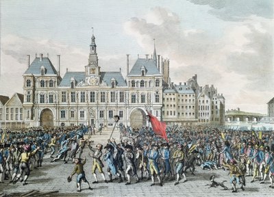 Les têtes de Launay et Flesselles promenées devant l