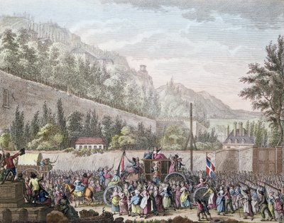 Les femmes des Halles à Auteuil amenant la famille royale française à Paris depuis Versailles le 6 octobre 1789, 1796 - Jan Bulthuis