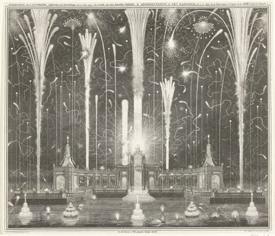 Vuurwerk te Den Haag voor de Vrede van Aken, 1749 - Jan Caspar Philips