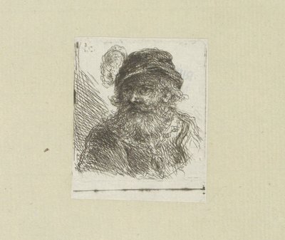 Homme barbu avec un chapeau à plumes - Jan Chalon