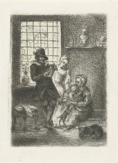Intérieur avec une famille - Jan Chalon
