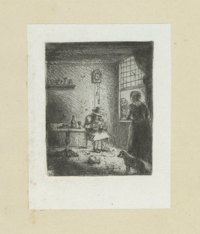 Intérieur avec homme lisant - Jan Chalon