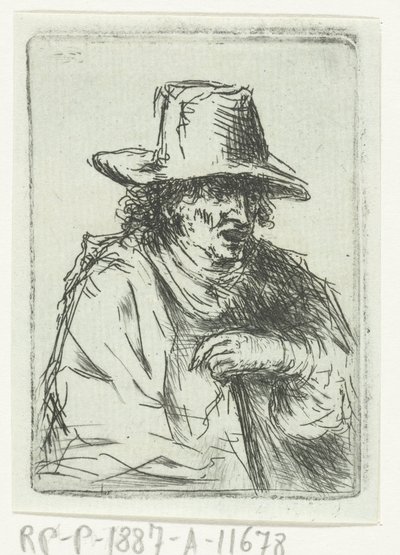 Homme avec un haut-de-forme et une canne - Jan Chalon