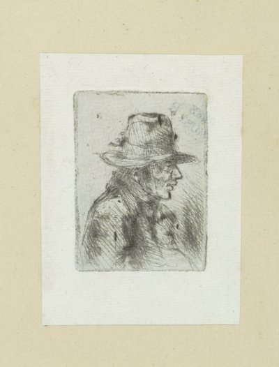 Homme avec un haut-de-forme, vers la droite - Jan Chalon