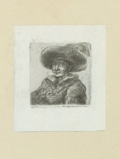 Homme avec un chapeau rond à plume (The Compleat Work of Etchings by John Chalon) - Jan Chalon