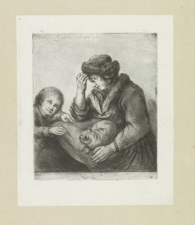 Mère avec enfant et chat - Jan Chalon
