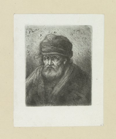 Vieil homme avec barbe et bonnet - Jan Chalon