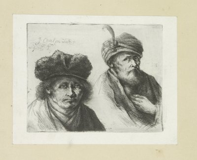 Deux hommes avec chapeau et turban (Oeuvre Complette des Eaux Fortes par Jean Chalon) - Jan Chalon