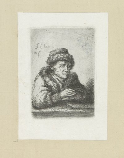 Homme adulte à une table, en manteau de fourrure - Jan Chalon