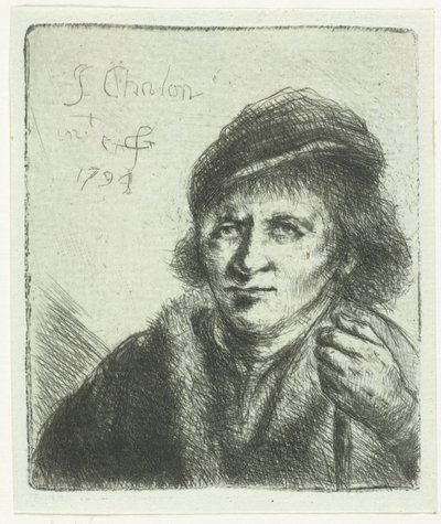 Homme adulte avec chapeau et bâton - Jan Chalon