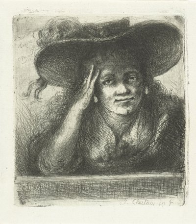 Femme au grand chapeau rond - Jan Chalon