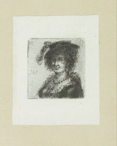 Femme avec un chapeau à plume - Jan Chalon