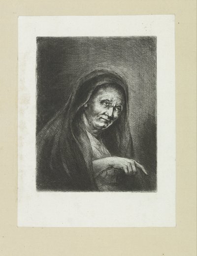 Vieille femme pointant du doigt - Jan Chalon