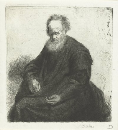 Vieil homme assis avec un long manteau - Jan Chalon