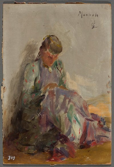 Jeune fille cousant - jeune fille tatare. D