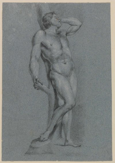 Nu masculin, debout, adossé à un arbre - Jan Claudius de Cock