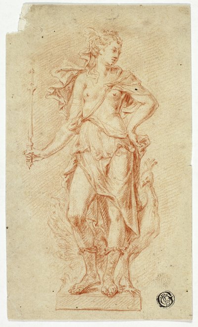 Statue de Junon avec sceptre et paon - Jan Claudius de Cock