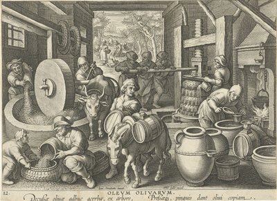 Olijfpers - Jan Collaert (II) (attributed to)