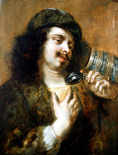 Un jeune homme buvant dans une chope - Jan Cossiers