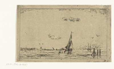 Vue de rivière avec voilier - Jan Daniël Cornelis Carel Willem baron de Constant Rebecque