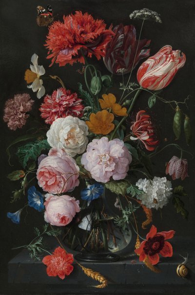 Nature morte avec des fleurs dans un vase en verre - Jan Davidsz de Heem