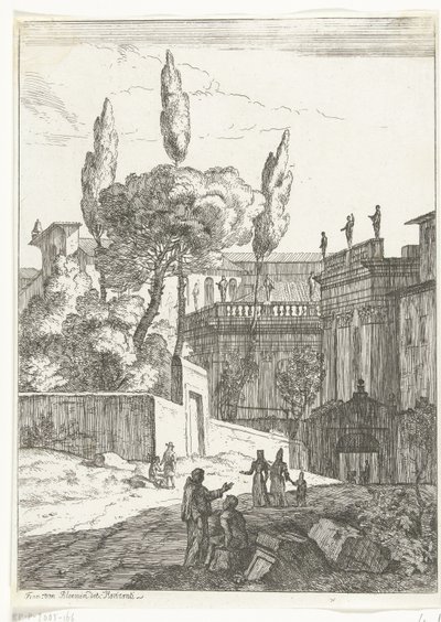 Paysage italianisant avec bâtiments antiques et figures - Jan Frans van Bloemen