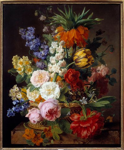 Fleurs dans un panier. Peinture par Jan Frans Van Dael (1764-1840) 1806. Lyon, Musée des Beaux-Arts - Jan Frans van Dael
