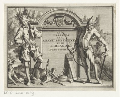 Deux chasseurs devant un décor architectural - Jan Goeree (possibly)