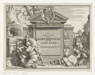 Homme montrant une ruine à un jeune homme dessinant - Jan Goeree
