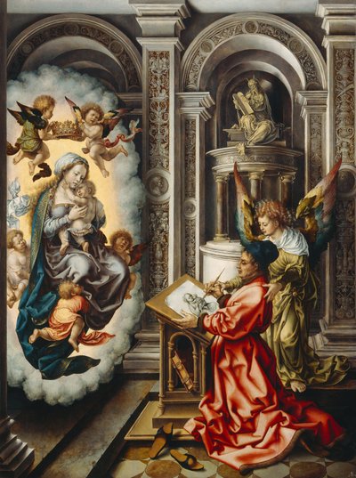 Allemand : Hl. Lukas malt die Madonna Saint Luc peignant la Vierge - Jan Gossaert
