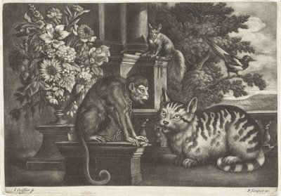 Singe, chat, écureuil et pie - Jan Griffier (I)