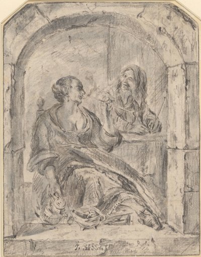 Femme fumant une pipe et homme avec deux pipes - Jan Havicksz. Steen (possibly)