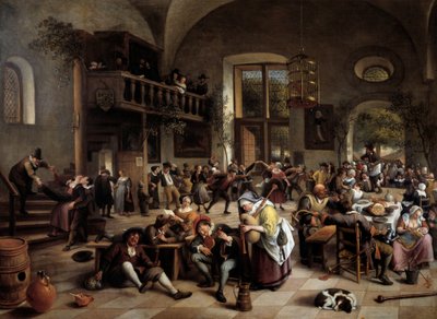 Fête dans une auberge Musiciens, joueurs, hommes et femmes buvant - Jan Havicksz. Steen