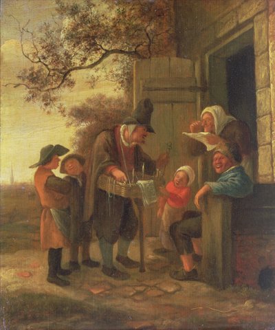 Un colporteur vendant des lunettes devant un cottage, vers 1650-53 - Jan Havickszoon Steen