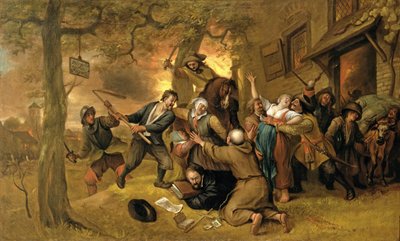 Paysans et soldats devant une taverne - Allégorie du viol des Pays-Bas - Jan Havickszoon Steen