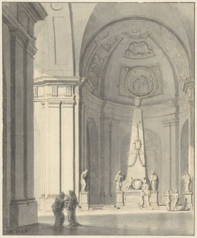Grande salle voûtée avec un monument funéraire - Jan Hendrik Troost van Groenendoelen
