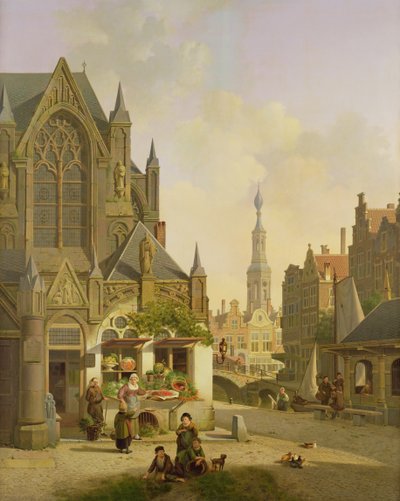 Étal de légumes dans une ville hollandaise - Jan Hendrik Verheyen