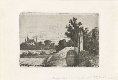 Paysage avec pont de pierre et château - Jan Heppener