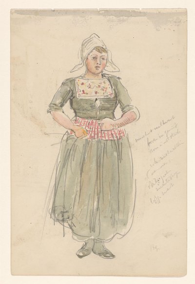 Fille debout en costume traditionnel - Jan Hoynck van Papendrecht