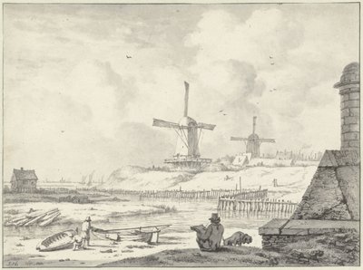 Dessinateur esquissant sur la Hoogendijk, hors de la Haarlemmer Poort - Jan Hulswit