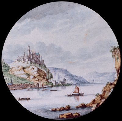 Vue le long du Rhin avec le village de St. Goar et le château de Rheinfels - Jan I van Call