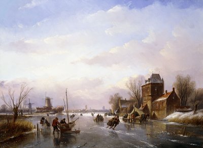 Patineurs dans un paysage gelé - Jan Jacob Spohler