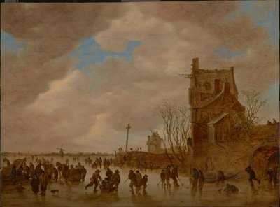 Plaisirs de glace devant une tour de pont, 1655 - Jan Josefsz Goyen van