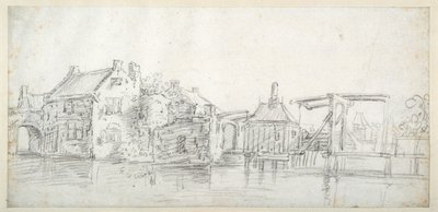 Un canal avec des bâtiments, y compris une maison de péage et un pont à péage, vers 1650 - Jan Josefsz. van (circle of) Goyen