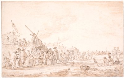 Paysage côtier avec une baleine échouée - Jan Josefsz van Goyen