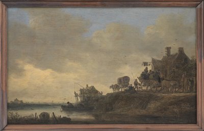 Scène de rivière avec la taverne "Swan" - Jan Josefsz van Goyen