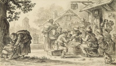 Partie de cartes de fermiers devant l